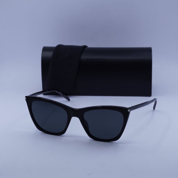 Saint Laurent SL 214 KATE THIN 001 Cat Eye Sunglasses - Black/Grey main image 5